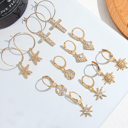 2026 Flatfoosie New Tiny Hoop Earrings For Women Gold Color Cartilage Hoop Earrings Jewelry Heart Cross Star Triangle Charm Earrings