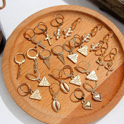 2026 Flatfoosie New Tiny Hoop Earrings For Women Gold Color Cartilage Hoop Earrings Jewelry Heart Cross Star Triangle Charm Earrings