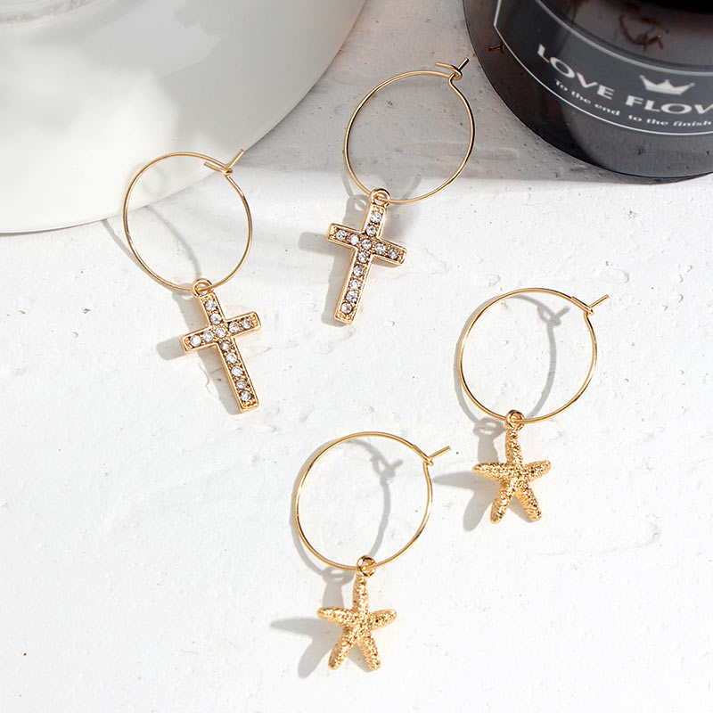 2026 Flatfoosie New Tiny Hoop Earrings For Women Gold Color Cartilage Hoop Earrings Jewelry Heart Cross Star Triangle Charm Earrings