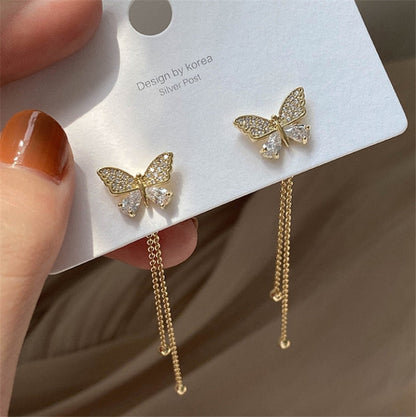 2026 Trend Simulation Pearl Long Earrings Female Moon Star Flower Rhinestone Wedding Pendant Earrings Fashion Korean Jewelry Earrings