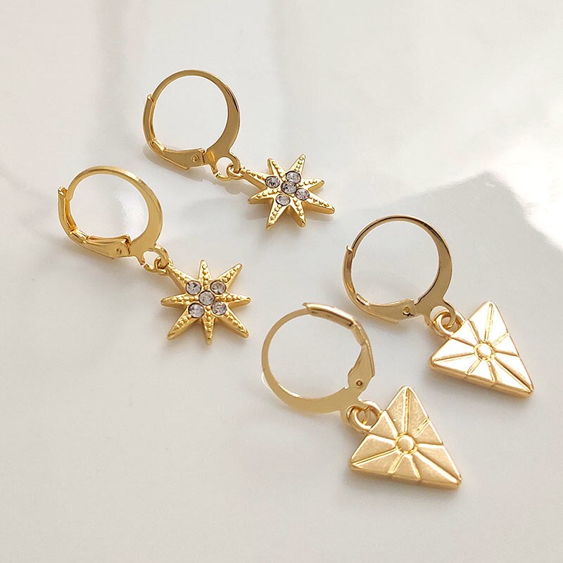 2026 Flatfoosie New Tiny Hoop Earrings For Women Gold Color Cartilage Hoop Earrings Jewelry Heart Cross Star Triangle Charm Earrings