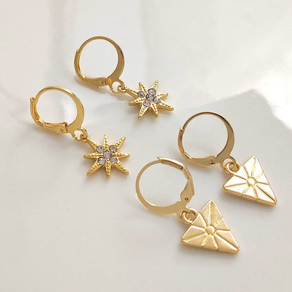 2026 Flatfoosie New Tiny Hoop Earrings For Women Gold Color Cartilage Hoop Earrings Jewelry Heart Cross Star Triangle Charm Earrings