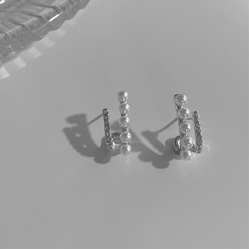 2026 Trend Simulation Pearl Long Earrings Female Moon Star Flower Rhinestone Wedding Pendant Earrings Fashion Korean Jewelry Earrings