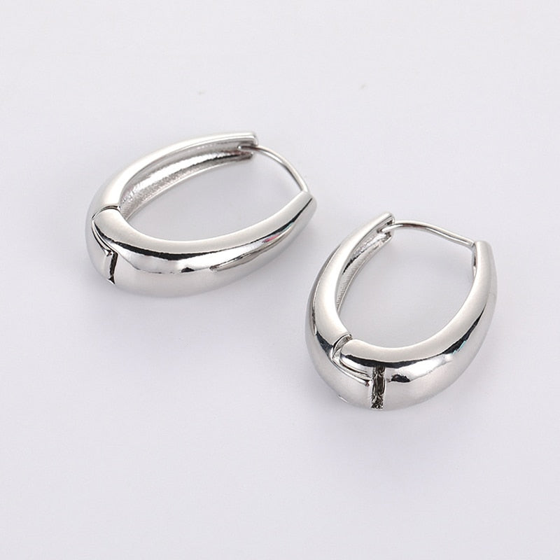 2026 Statement Minimalist Gold Silver Color Mixed Solid Heart Pendant Hoop Earrings Street Style Korean Fashion Jewelry