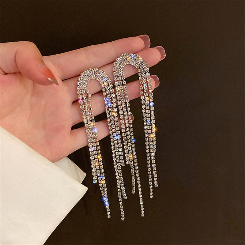 2026 Trend Simulation Pearl Long Earrings Female Moon Star Flower Rhinestone Wedding Pendant Earrings Fashion Korean Jewelry Earrings
