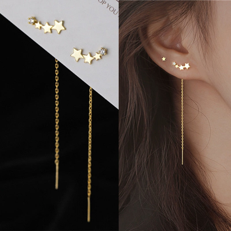 2026 Trend Simulation Pearl Long Earrings Female Moon Star Flower Rhinestone Wedding Pendant Earrings Fashion Korean Jewelry Earrings