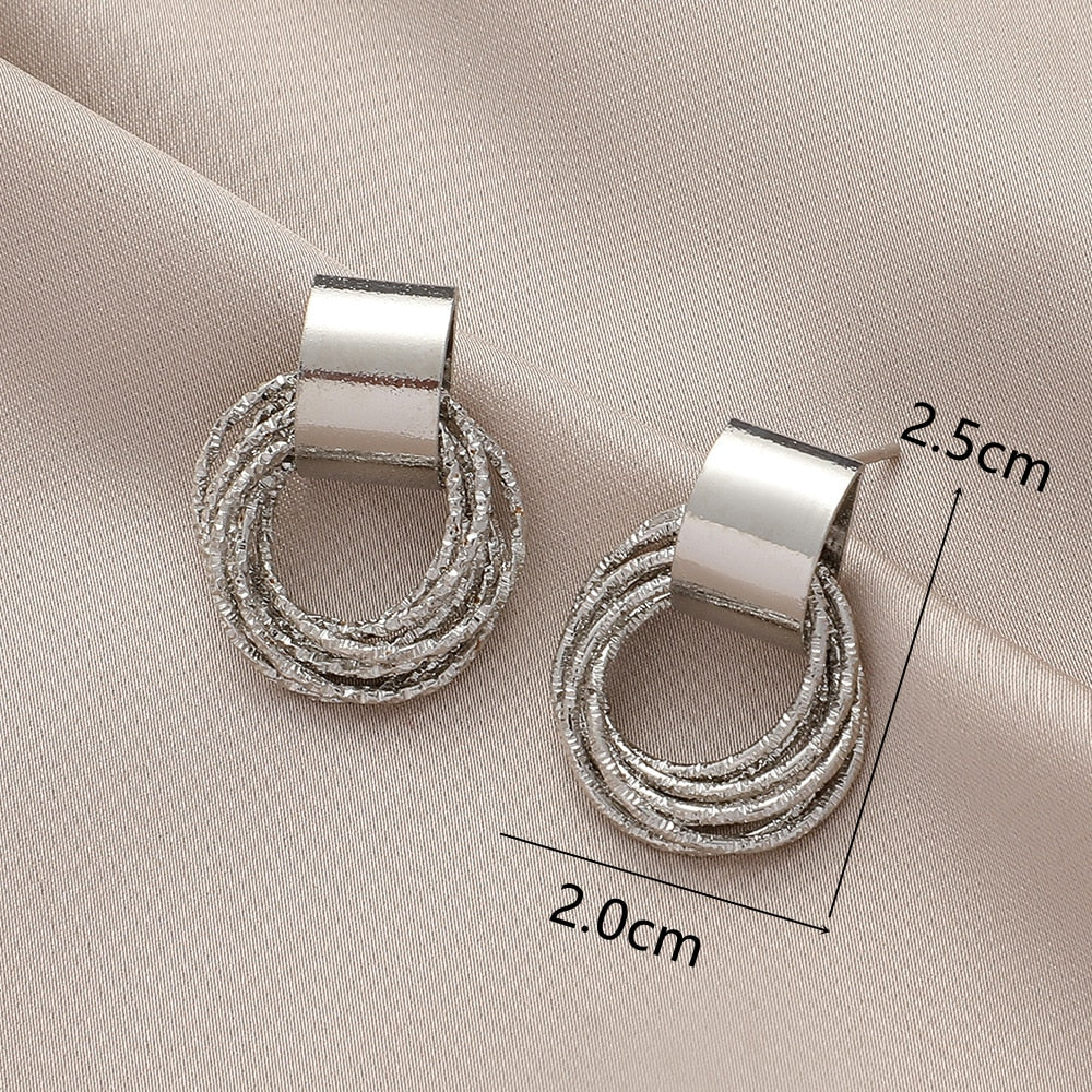 2026 Vintage Metallic Gold Color Multiple Small Round Stud Earrings Women Korean Jewelry Fashion Wedding Party Earrings Jewelry Gifts