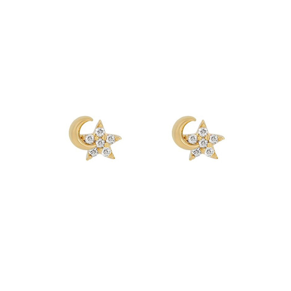 2026 New Design Stainless Steel Cubic Zirconia Chain Hoop Earring For Women Star Moon Pendant Cartilage Earring Piercing Jewelry