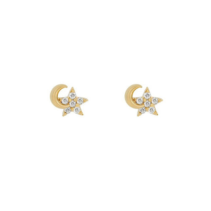 2026 New Design Stainless Steel Cubic Zirconia Chain Hoop Earring For Women Star Moon Pendant Cartilage Earring Piercing Jewelry