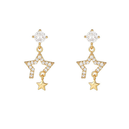 2026 New Design Stainless Steel Cubic Zirconia Chain Hoop Earring For Women Star Moon Pendant Cartilage Earring Piercing Jewelry