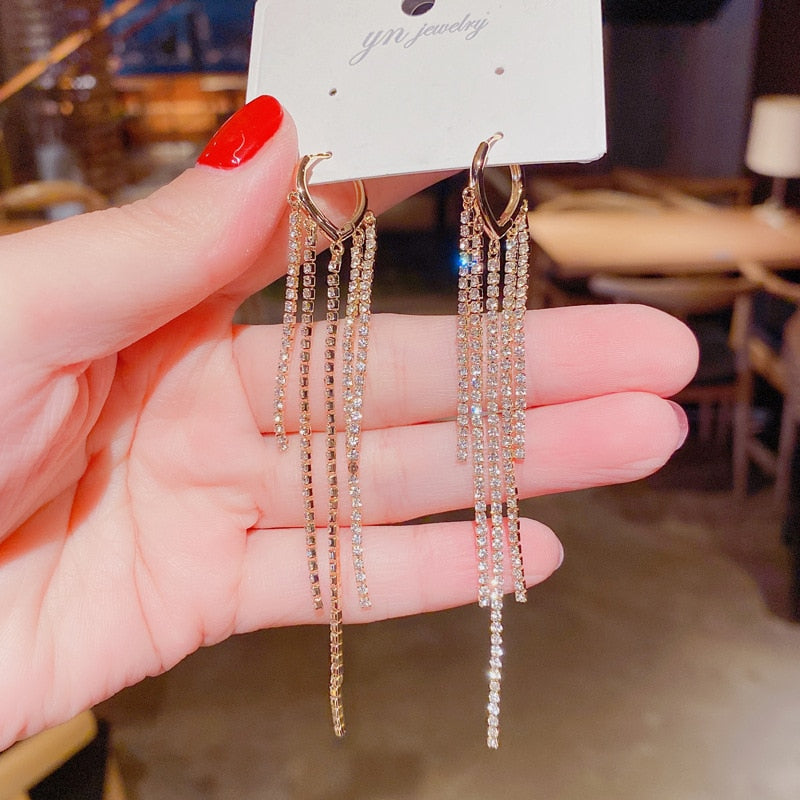 2026 New Crystal Drop Earrings with Bling Bling Cubic Zirconia Temperament Women Earrings High Quality Silver Color Trendy Jewelry