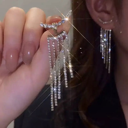 2026 New Crystal Drop Earrings with Bling Bling Cubic Zirconia Temperament Women Earrings High Quality Silver Color Trendy Jewelry