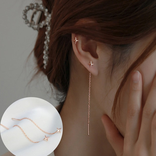2026 Trend Simulation Pearl Long Earrings Female Moon Star Flower Rhinestone Wedding Pendant Earrings Fashion Korean Jewelry Earrings