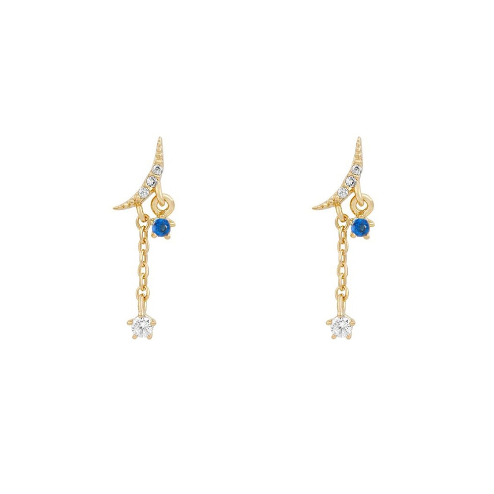 2026 New Design Stainless Steel Cubic Zirconia Chain Hoop Earring For Women Star Moon Pendant Cartilage Earring Piercing Jewelry