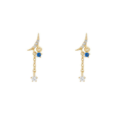 2026 New Design Stainless Steel Cubic Zirconia Chain Hoop Earring For Women Star Moon Pendant Cartilage Earring Piercing Jewelry