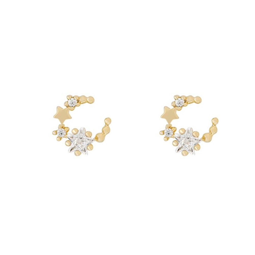 2026 New Design Stainless Steel Cubic Zirconia Chain Hoop Earring For Women Star Moon Pendant Cartilage Earring Piercing Jewelry