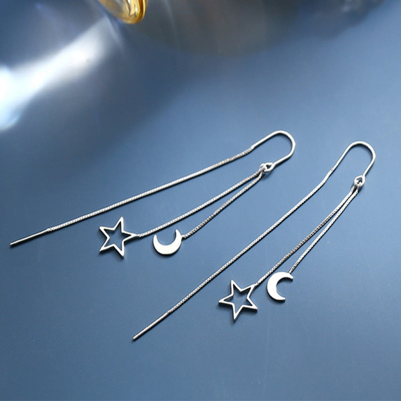 2026 Trend Simulation Pearl Long Earrings Female Moon Star Flower Rhinestone Wedding Pendant Earrings Fashion Korean Jewelry Earrings