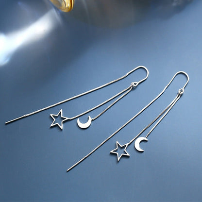 2026 Trend Simulation Pearl Long Earrings Female Moon Star Flower Rhinestone Wedding Pendant Earrings Fashion Korean Jewelry Earrings