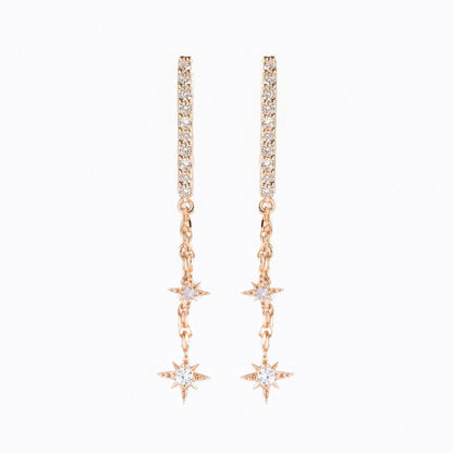 2026 New Design Stainless Steel Cubic Zirconia Chain Hoop Earring For Women Star Moon Pendant Cartilage Earring Piercing Jewelry