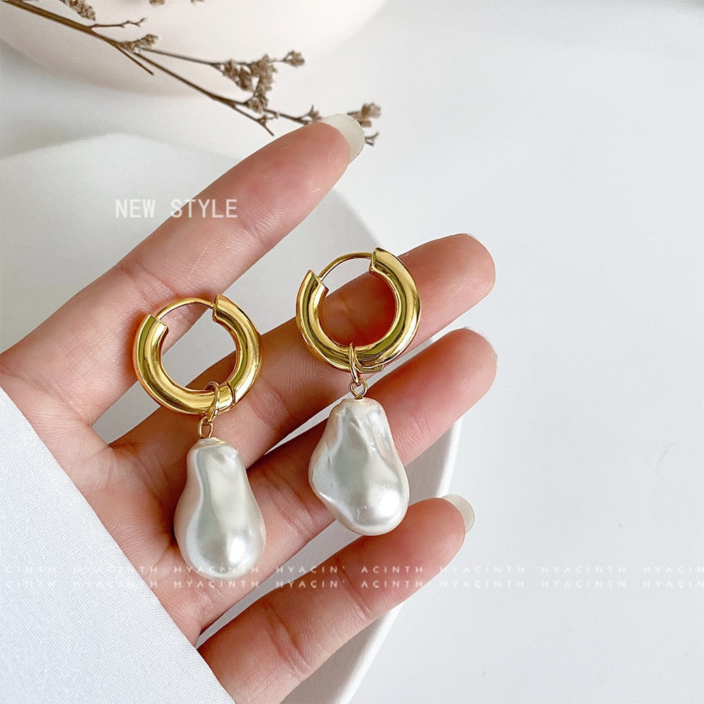 2026 Statement Minimalist Gold Silver Color Mixed Solid Heart Pendant Hoop Earrings Street Style Korean Fashion Jewelry