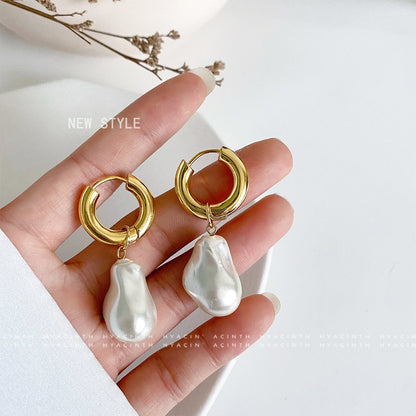 2026 Statement Minimalist Gold Silver Color Mixed Solid Heart Pendant Hoop Earrings Street Style Korean Fashion Jewelry
