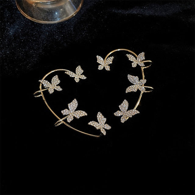 2026 Gold Silver Color Metal Butterfly Ear Clips Without Piercing For Women Sparkling Zircon Ear Cuff Clip Earrings Wedding Jewelry