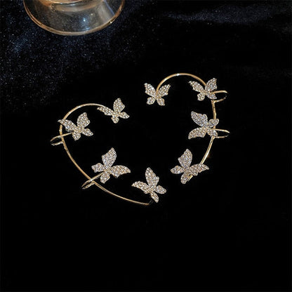 2026 Gold Silver Color Metal Butterfly Ear Clips Without Piercing For Women Sparkling Zircon Ear Cuff Clip Earrings Wedding Jewelry