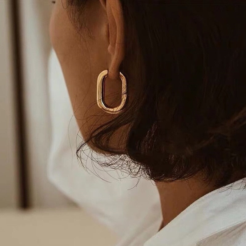 2026 Statement Minimalist Gold Silver Color Mixed Solid Heart Pendant Hoop Earrings Street Style Korean Fashion Jewelry