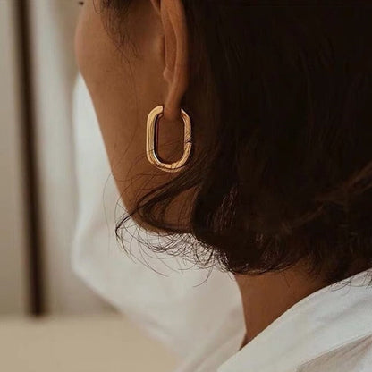 2026 Statement Minimalist Gold Silver Color Mixed Solid Heart Pendant Hoop Earrings Street Style Korean Fashion Jewelry