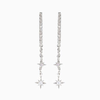 2026 New Design Stainless Steel Cubic Zirconia Chain Hoop Earring For Women Star Moon Pendant Cartilage Earring Piercing Jewelry