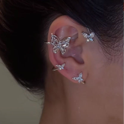 2026 Gold Silver Color Metal Butterfly Ear Clips Without Piercing For Women Sparkling Zircon Ear Cuff Clip Earrings Wedding Jewelry