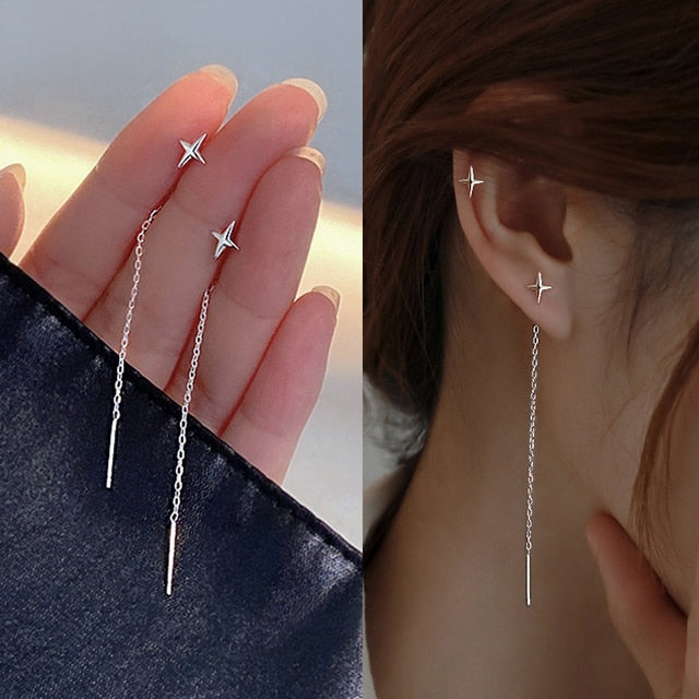 2026 Trend Simulation Pearl Long Earrings Female Moon Star Flower Rhinestone Wedding Pendant Earrings Fashion Korean Jewelry Earrings