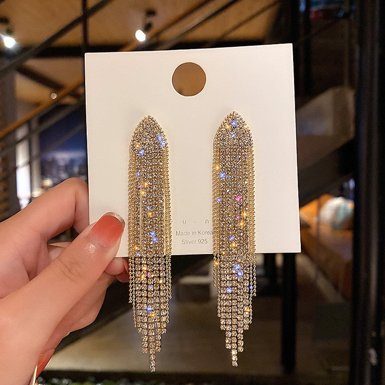 2026 New Crystal Drop Earrings with Bling Bling Cubic Zirconia Temperament Women Earrings High Quality Silver Color Trendy Jewelry