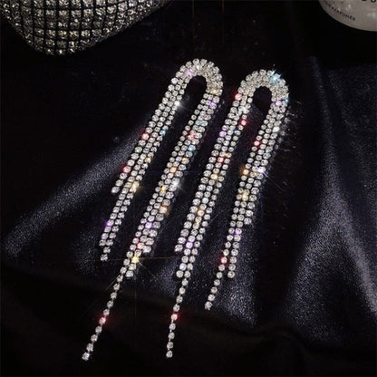2026 Trend Simulation Pearl Long Earrings Female Moon Star Flower Rhinestone Wedding Pendant Earrings Fashion Korean Jewelry Earrings