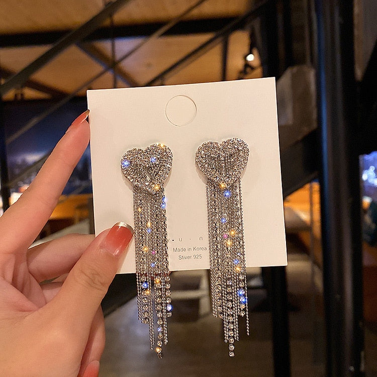 2026 New Crystal Drop Earrings with Bling Bling Cubic Zirconia Temperament Women Earrings High Quality Silver Color Trendy Jewelry