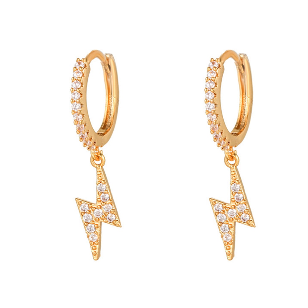 2026 New Design Stainless Steel Cubic Zirconia Chain Hoop Earring For Women Star Moon Pendant Cartilage Earring Piercing Jewelry