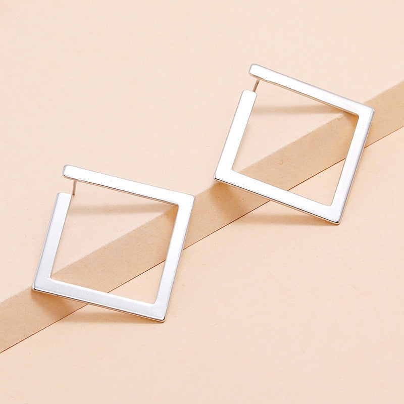 2026 Retro Minimalist Square Earrings Irregular Stud Earrings New Exaggerated Cold Wind Fashion Earring for Women Opening Accessories