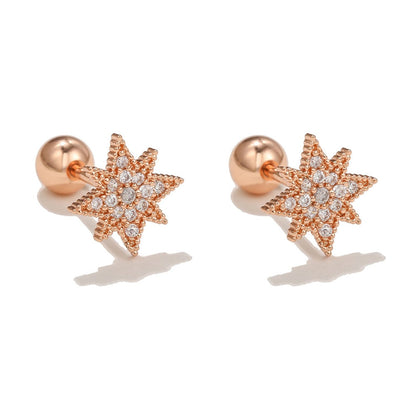2026 New Design Stainless Steel Cubic Zirconia Chain Hoop Earring For Women Star Moon Pendant Cartilage Earring Piercing Jewelry