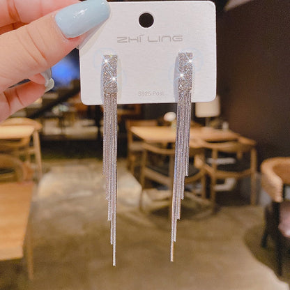 2026 New Crystal Drop Earrings with Bling Bling Cubic Zirconia Temperament Women Earrings High Quality Silver Color Trendy Jewelry