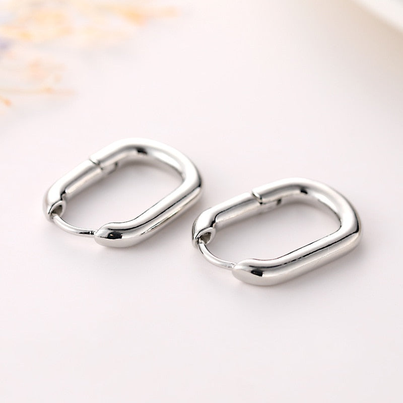 2026 Statement Minimalist Gold Silver Color Mixed Solid Heart Pendant Hoop Earrings Street Style Korean Fashion Jewelry