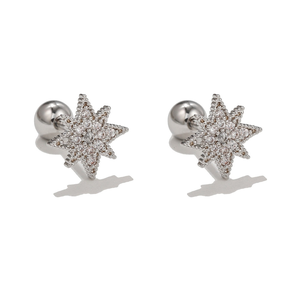 2026 New Design Stainless Steel Cubic Zirconia Chain Hoop Earring For Women Star Moon Pendant Cartilage Earring Piercing Jewelry