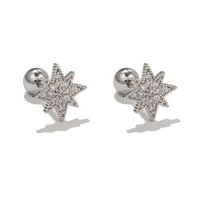 2026 New Design Stainless Steel Cubic Zirconia Chain Hoop Earring For Women Star Moon Pendant Cartilage Earring Piercing Jewelry