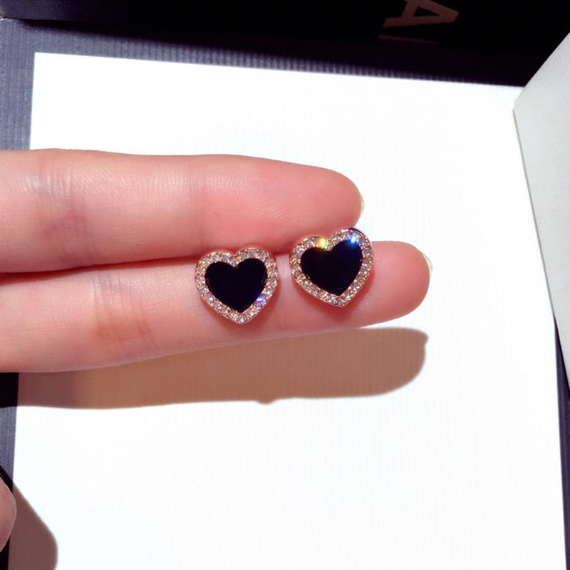 2026 Earrings Asymmetrical Round Hollow Round Black Stud Earrings Rhinestone Accessories For Women pendientes mujer