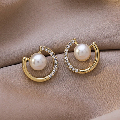 2026 Earrings Asymmetrical Round Hollow Round Black Stud Earrings Rhinestone Accessories For Women pendientes mujer