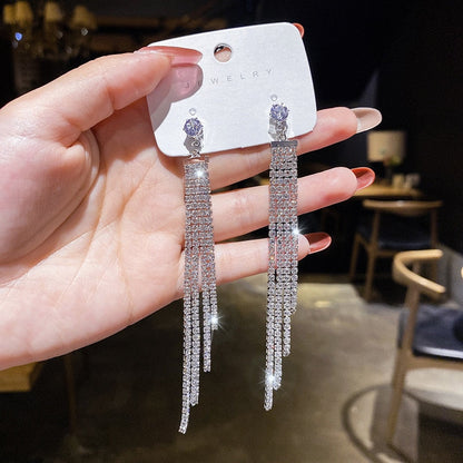 2026 New Crystal Drop Earrings with Bling Bling Cubic Zirconia Temperament Women Earrings High Quality Silver Color Trendy Jewelry