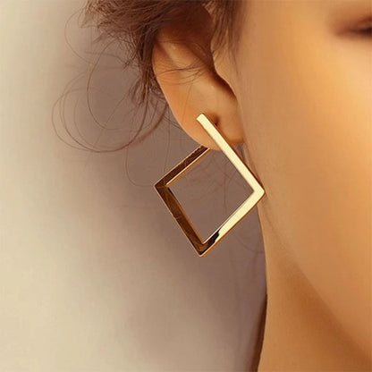 2026 Retro Minimalist Square Earrings Irregular Stud Earrings New Exaggerated Cold Wind Fashion Earring for Women Opening Accessories