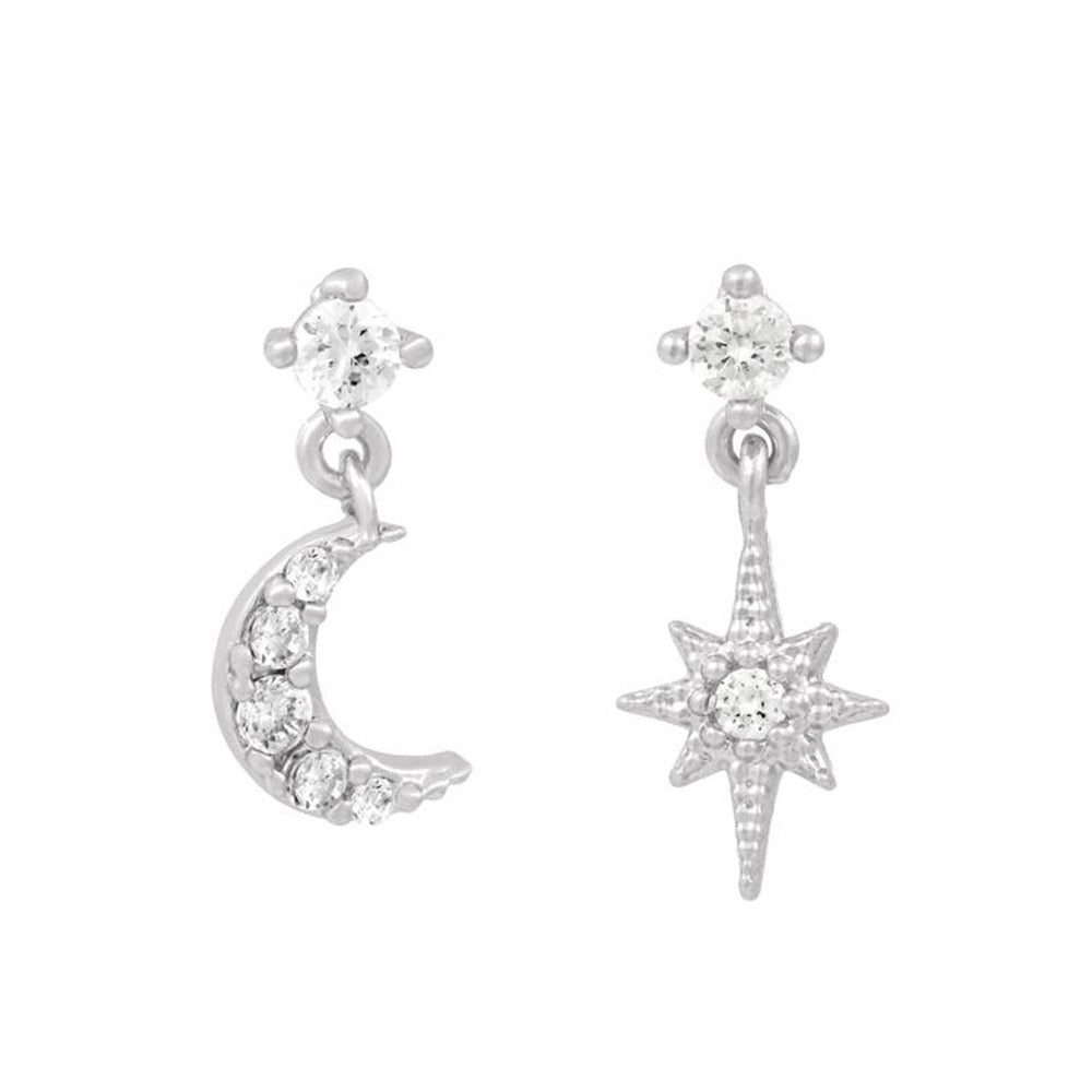 2026 New Design Stainless Steel Cubic Zirconia Chain Hoop Earring For Women Star Moon Pendant Cartilage Earring Piercing Jewelry