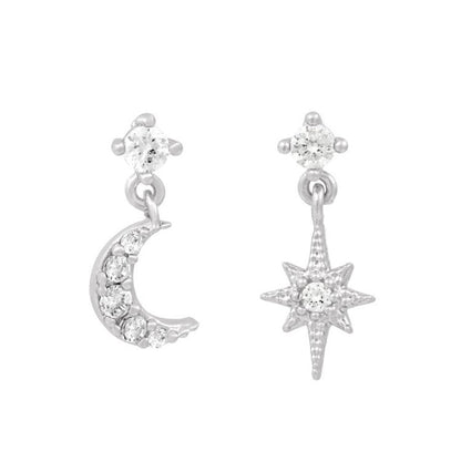 2026 New Design Stainless Steel Cubic Zirconia Chain Hoop Earring For Women Star Moon Pendant Cartilage Earring Piercing Jewelry