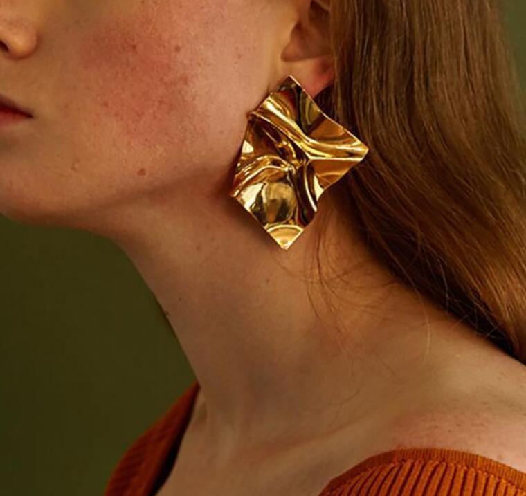 2026 Retro Minimalist Square Earrings Irregular Stud Earrings New Exaggerated Cold Wind Fashion Earring for Women Opening Accessories