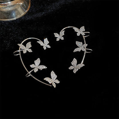 2026 Gold Silver Color Metal Butterfly Ear Clips Without Piercing For Women Sparkling Zircon Ear Cuff Clip Earrings Wedding Jewelry